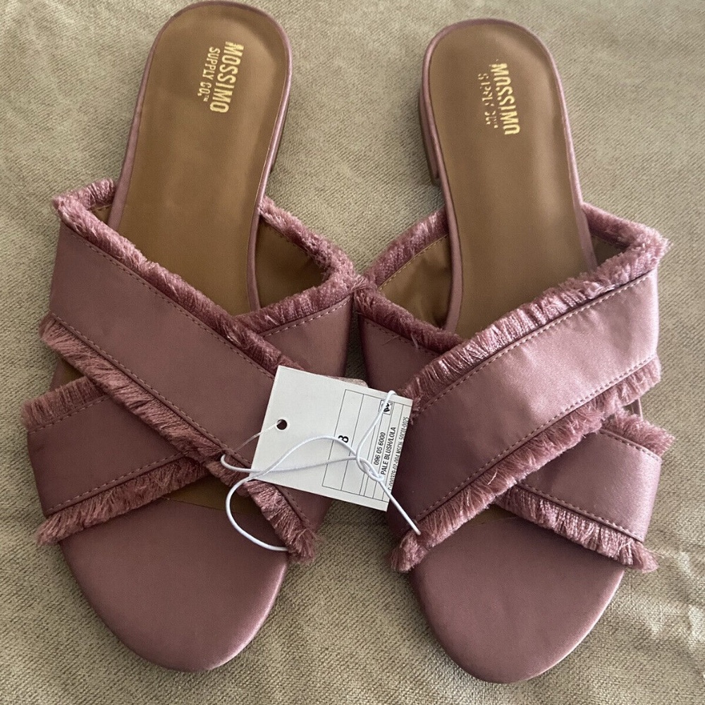 New - Mossimo Sandals "Lola" Cross Band Slide Blush Pink Sandals 8